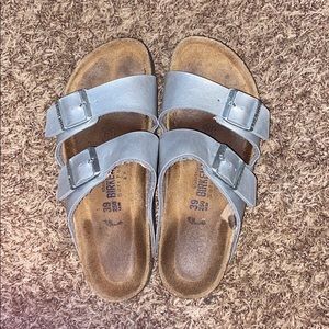 Silver Birkenstock sandals